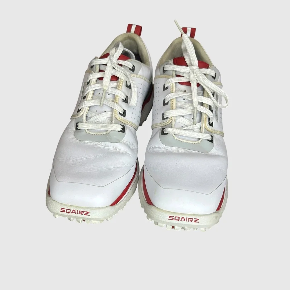 Sqairz Golfcore Performance Golf Shoes Size 9.5 Athletic Sporty White Red